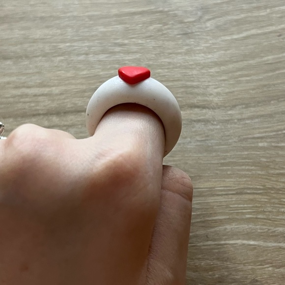 Handmade/Designed Clay Pottery Heart Ring - Size US 8.5 - Picture 2 of 5